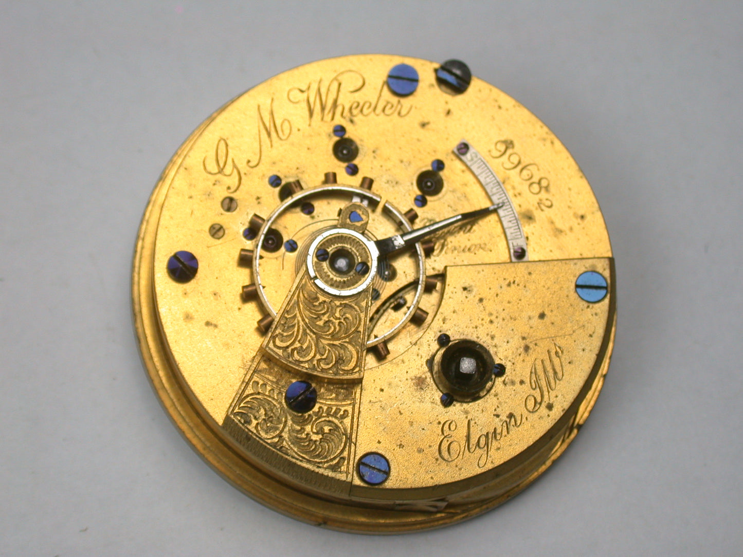 Lot 39- Elgin 18 Size Gilt Key Wind & Set Complete Pocket Watch Movement