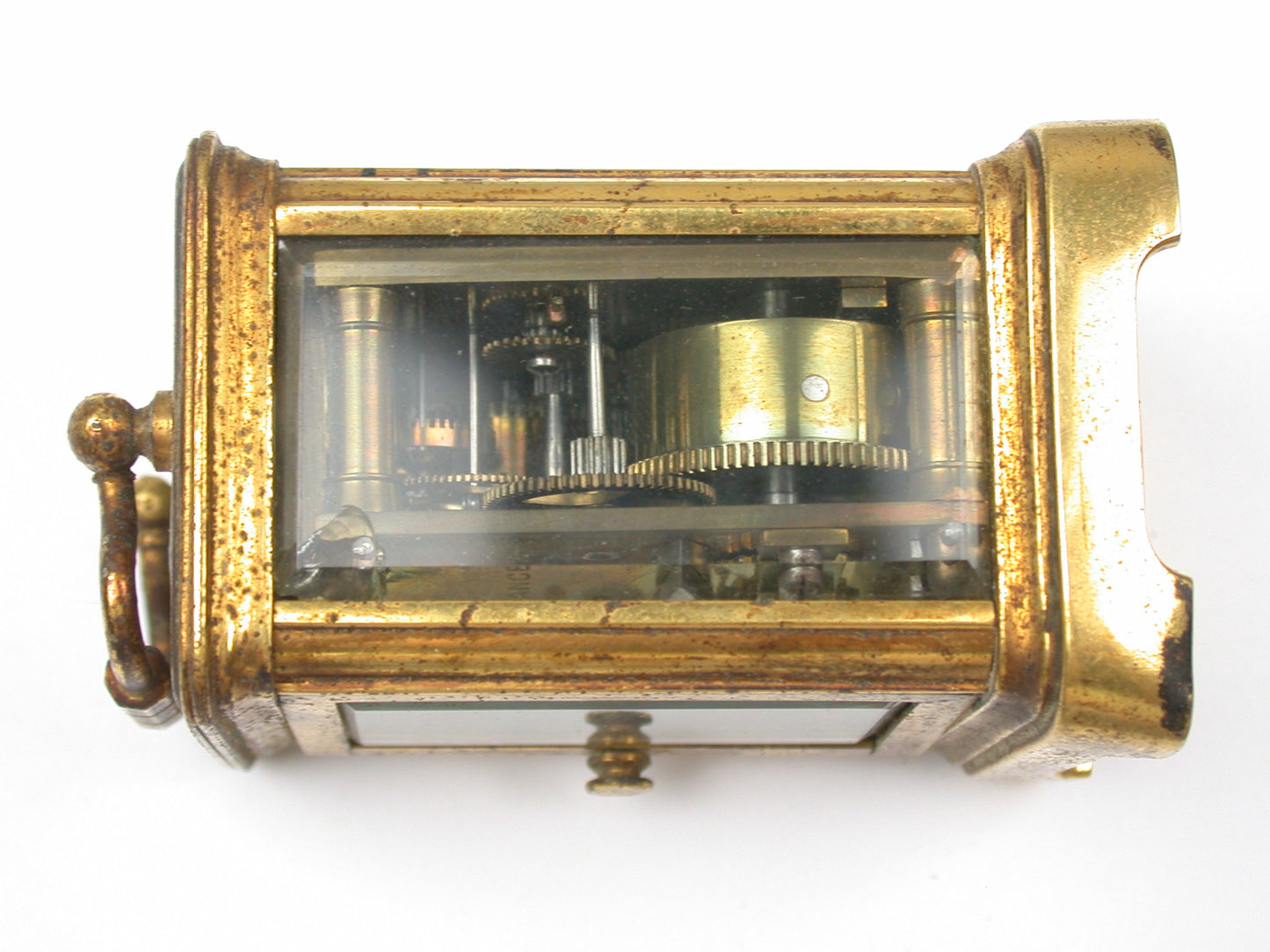Lot 7- French Miniature Time & Alarm, Brass & Glass Carriage Clock