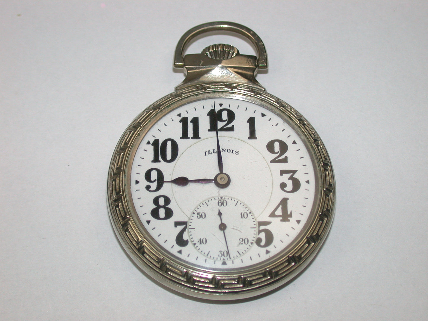 Illinois 16 Size Bunn Special Pocket Watch in Bull Dog Style White Railroad Case