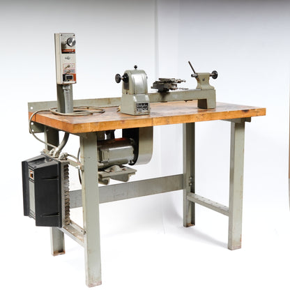 F. W. Derbyshire 10MM Model 750 Precision Lathe on Frame with Motor & Rheostat