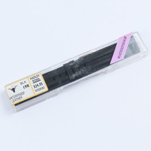 Hadley Roma Men's NOS Black Waterproof Leather Wristwatch Band | MS890