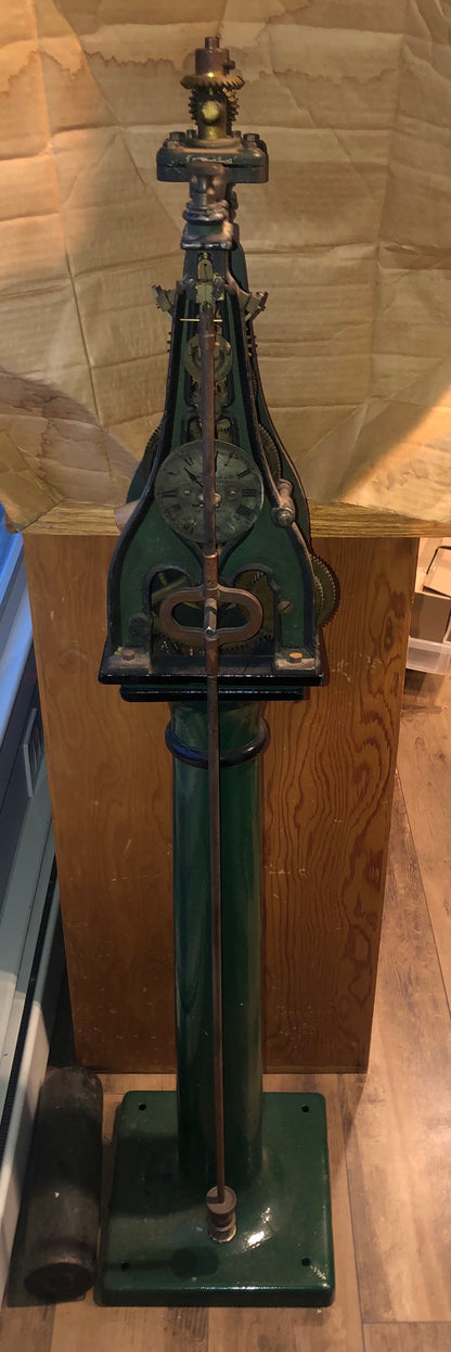 Seth Thomas #4 Rare Circa 1915 Time Only Weight Driven Complete Tower Clock Movement on Pedestal Base