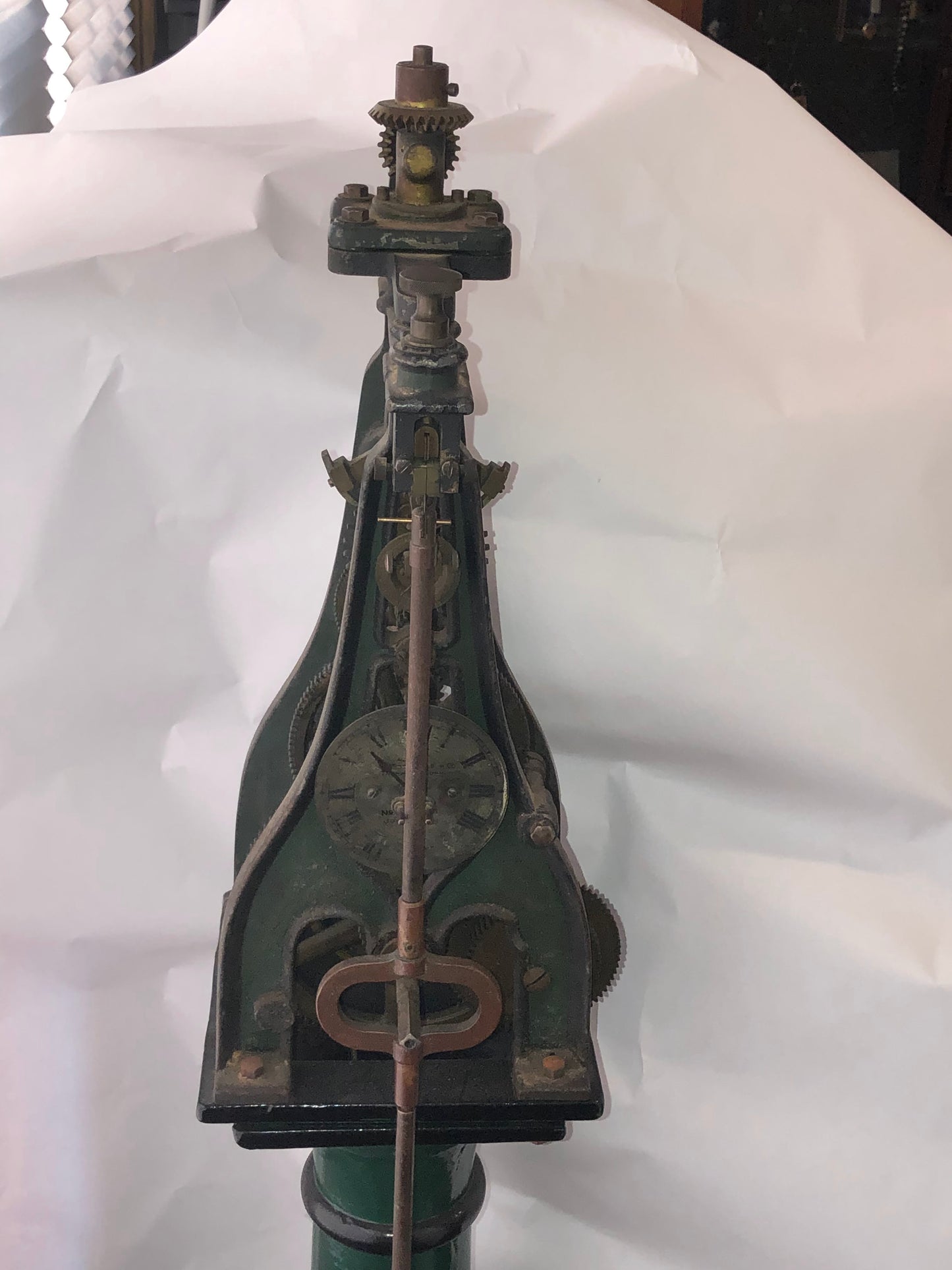Seth Thomas #4 Rare Circa 1915 Time Only Weight Driven Complete Tower Clock Movement on Pedestal Base
