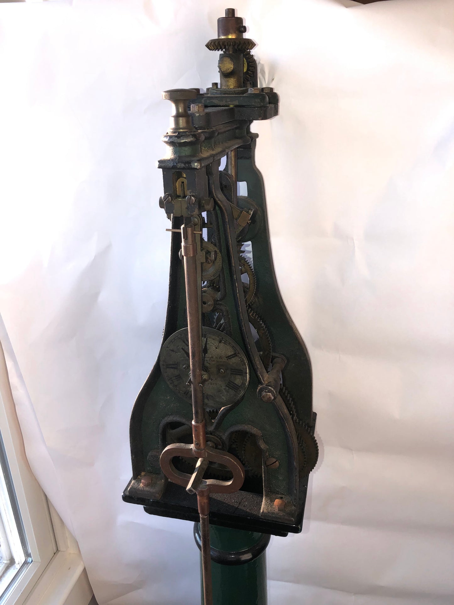 Seth Thomas #4 Rare Circa 1915 Time Only Weight Driven Complete Tower Clock Movement on Pedestal Base