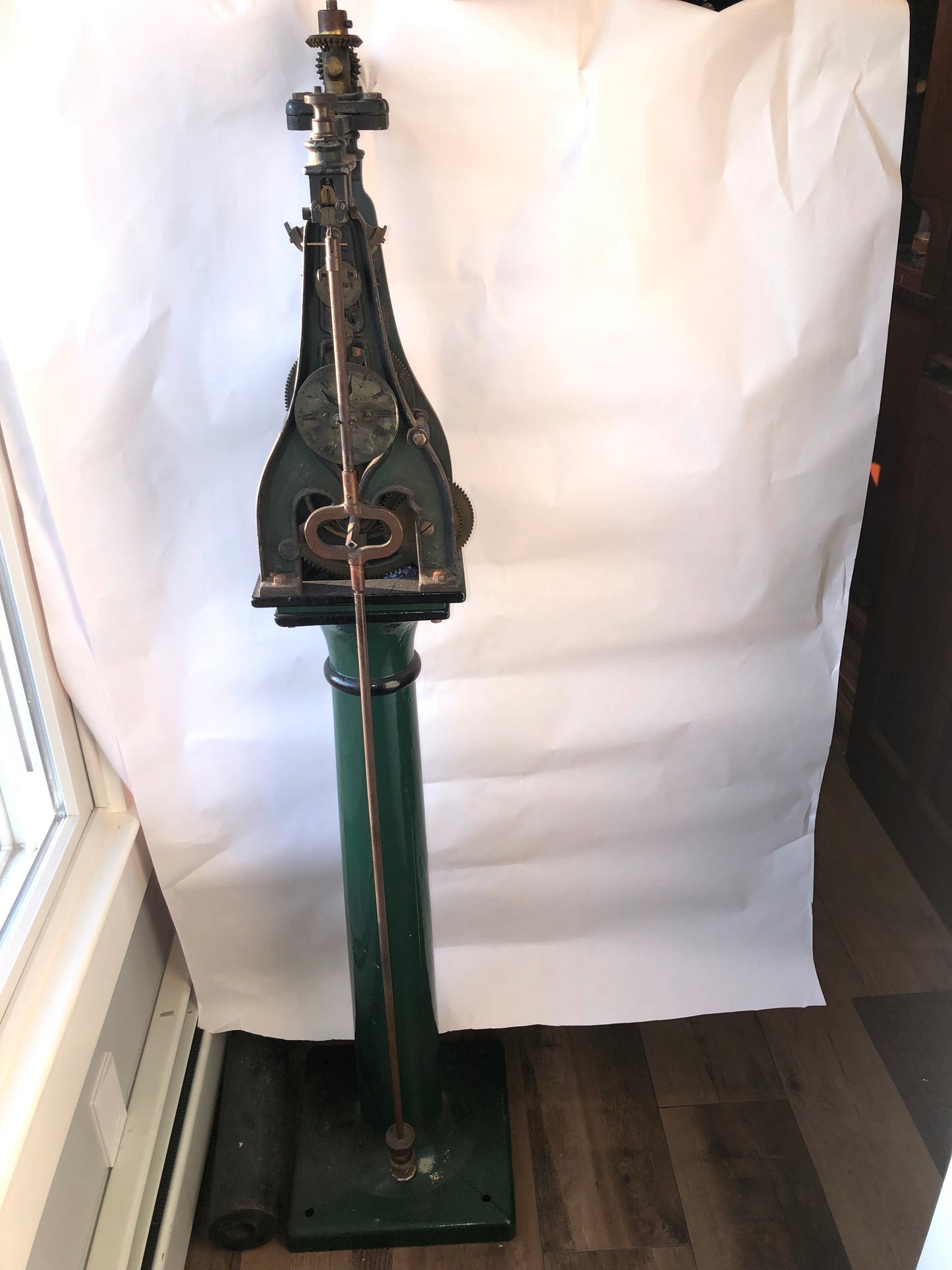 Seth Thomas #4 Rare Circa 1915 Time Only Weight Driven Complete Tower Clock Movement on Pedestal Base