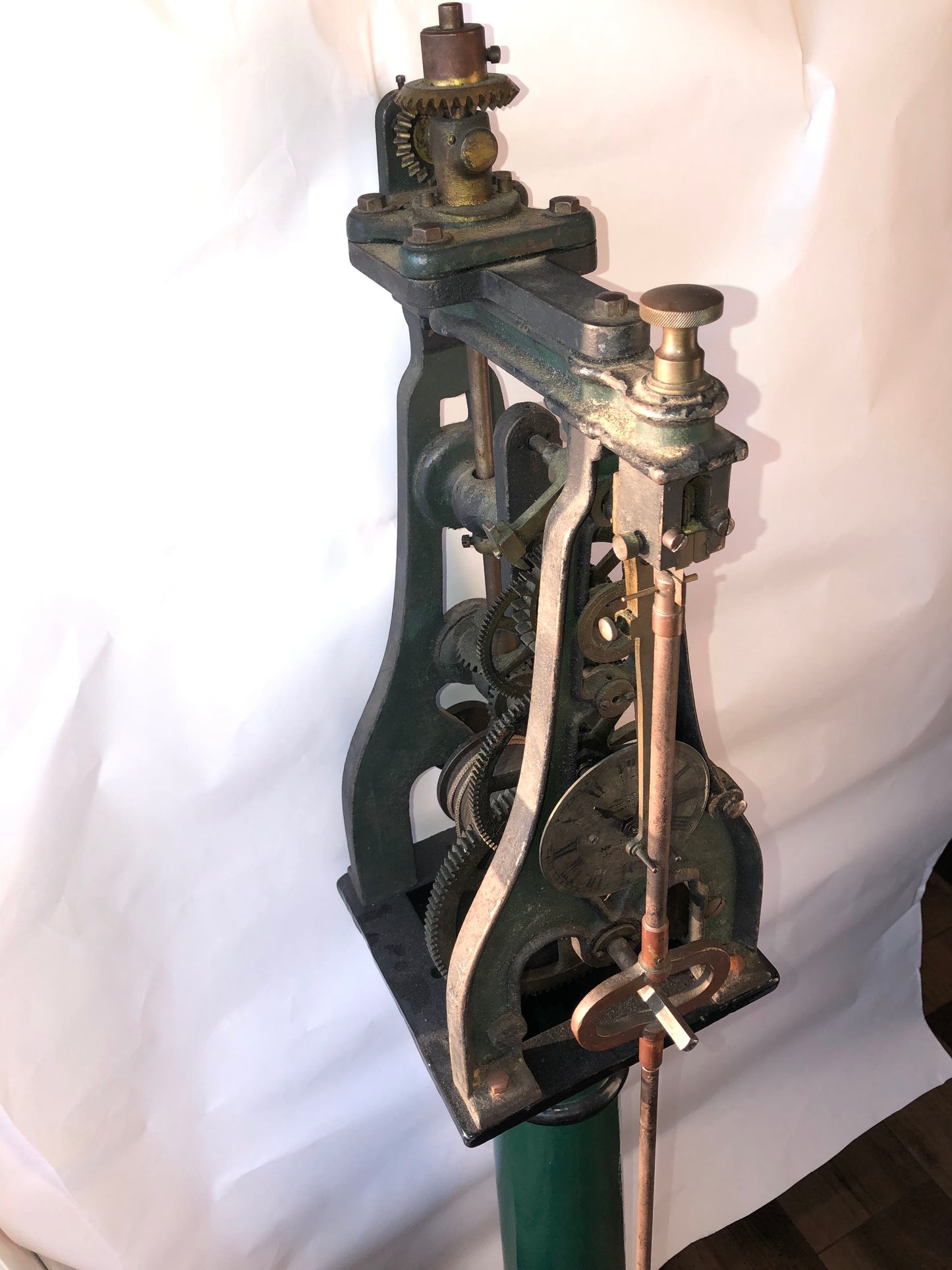 Seth Thomas #4 Rare Circa 1915 Time Only Weight Driven Complete Tower Clock Movement on Pedestal Base