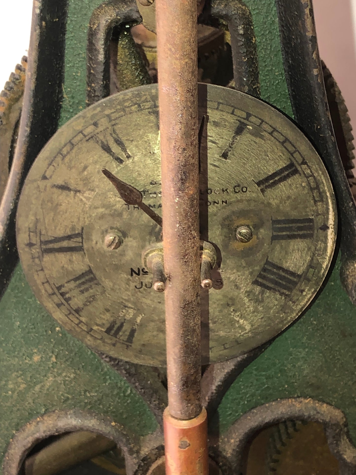Seth Thomas #4 Rare Circa 1915 Time Only Weight Driven Complete Tower Clock Movement on Pedestal Base
