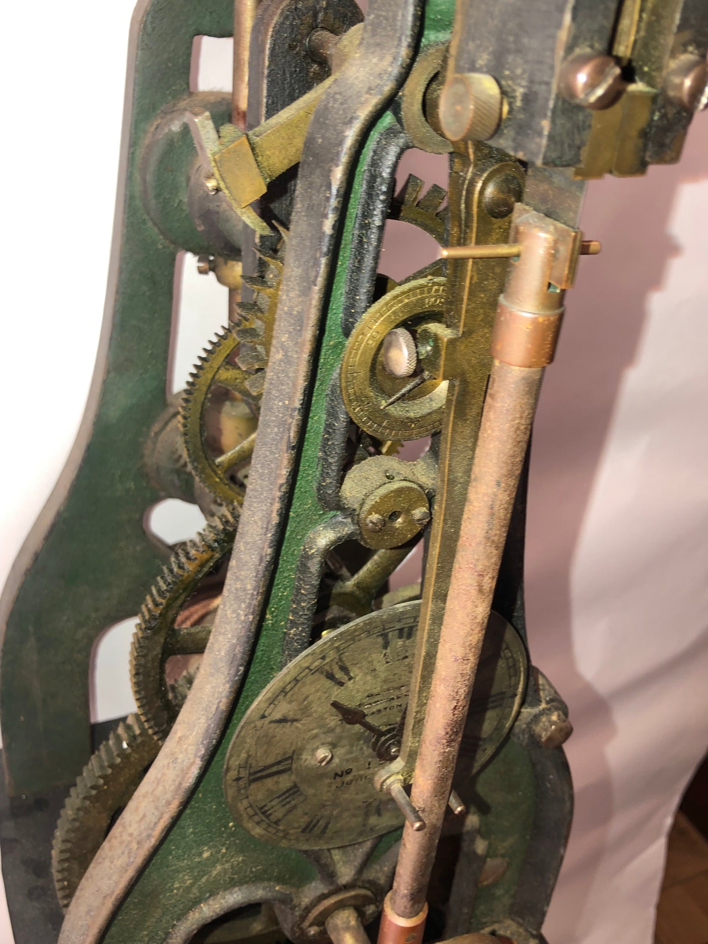 Seth Thomas #4 Rare Circa 1915 Time Only Weight Driven Complete Tower Clock Movement on Pedestal Base