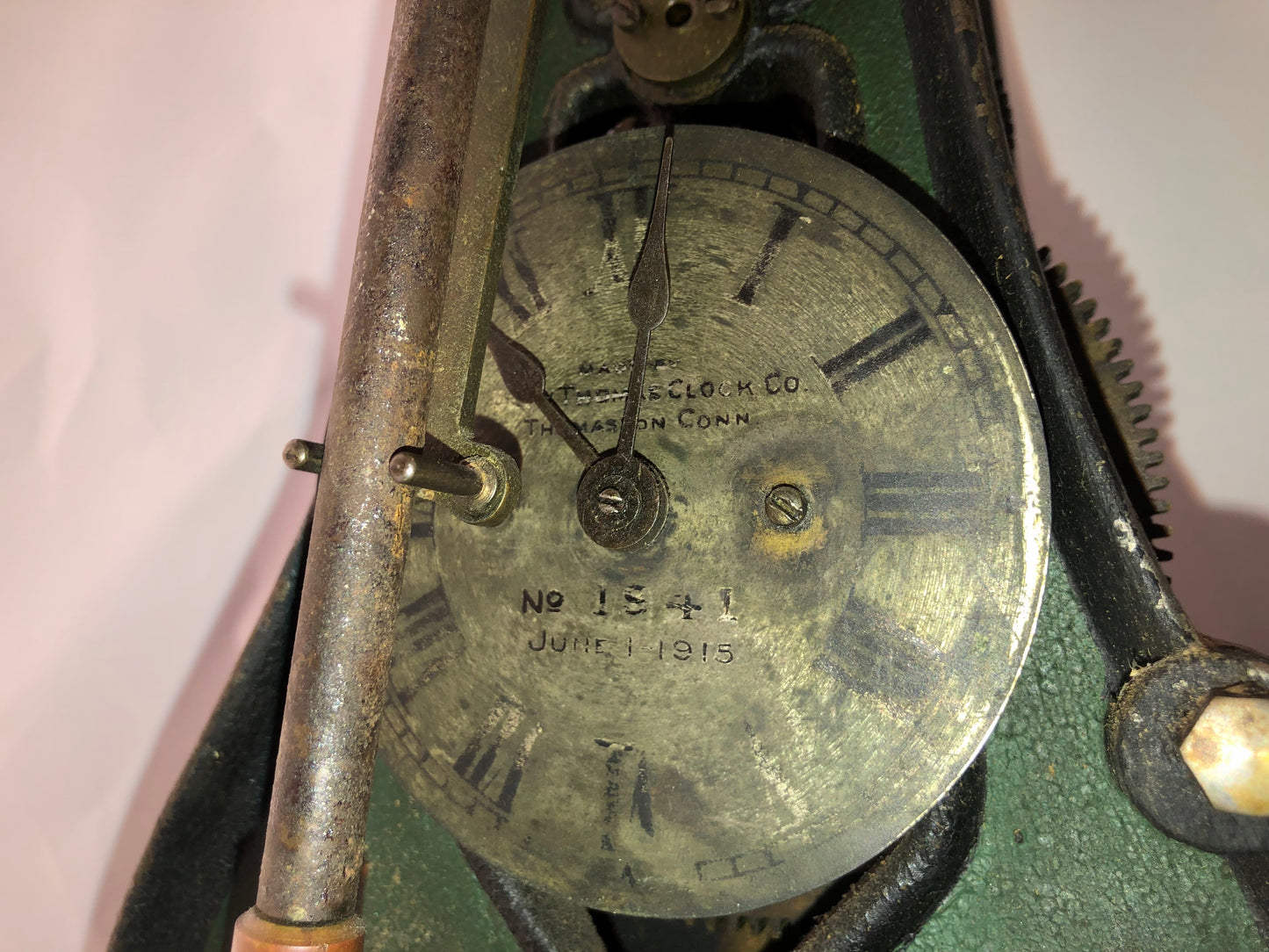 Seth Thomas #4 Rare Circa 1915 Time Only Weight Driven Complete Tower Clock Movement on Pedestal Base
