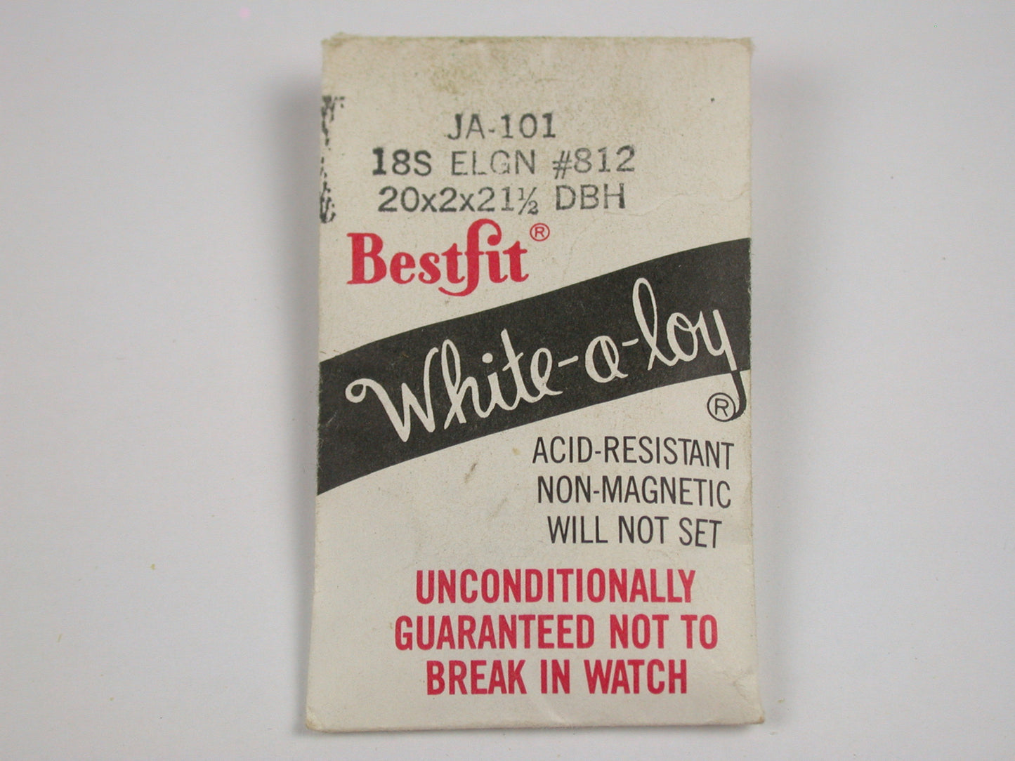 Elgin 18 Size White Alloy Pocket Watch Mainspring #812