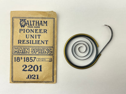 Waltham 18 Size Model 1857 Blued Pocket Watch Mainspring #2201