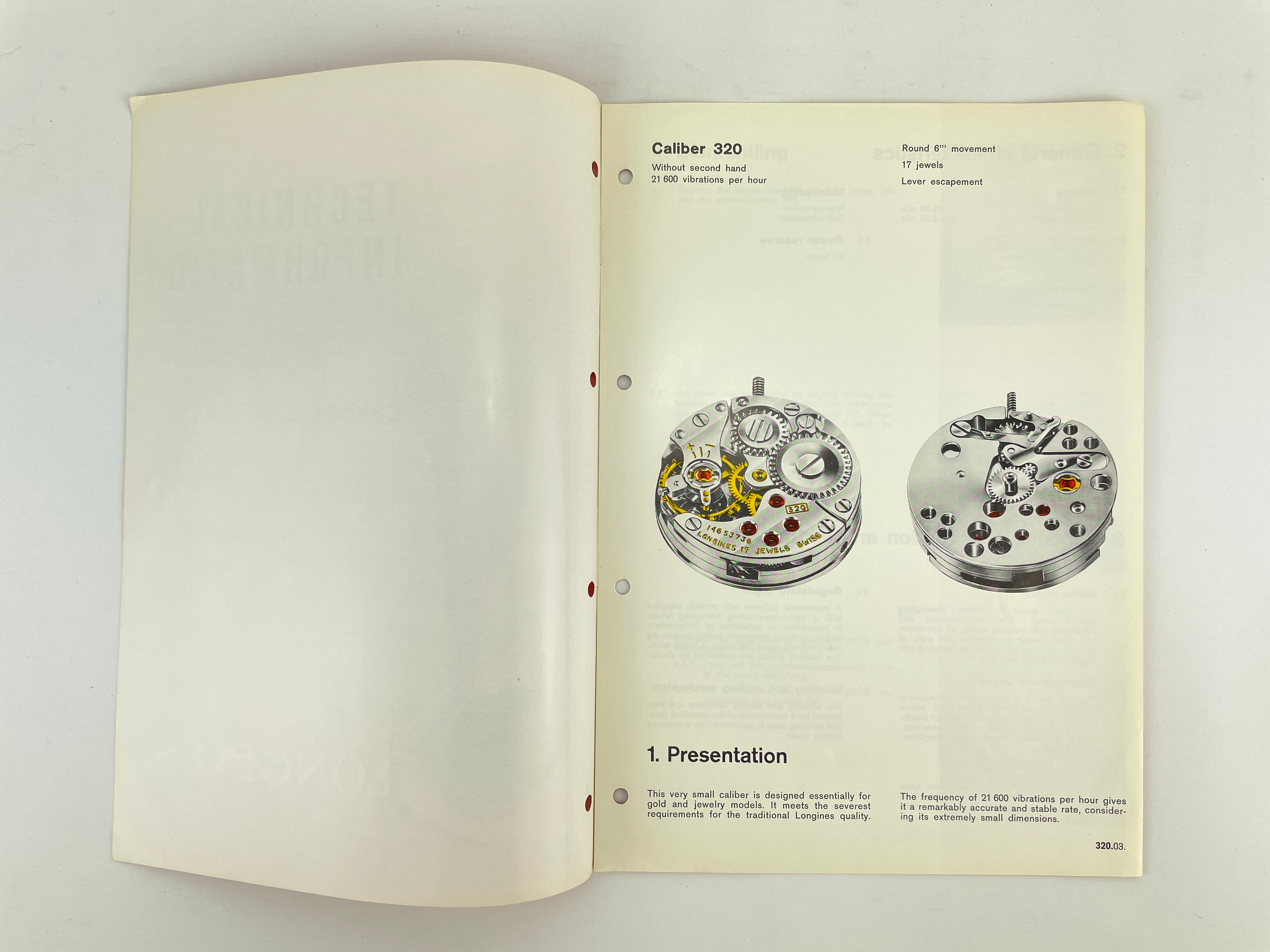 Longines Technical Information Manual Caliber 320 watchpartsrus