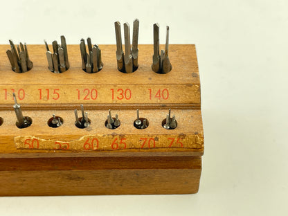 Watchmaker's Selection of Spade Drills with Wood Holder