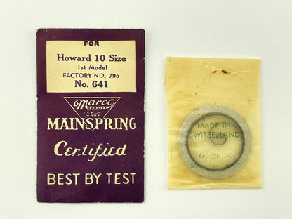 E. Howard & Co. 10 Size Blued Pocket Watch Mainsprings #796/641