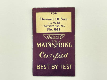 E. Howard & Co. 10 Size Blued Pocket Watch Mainsprings #796/641