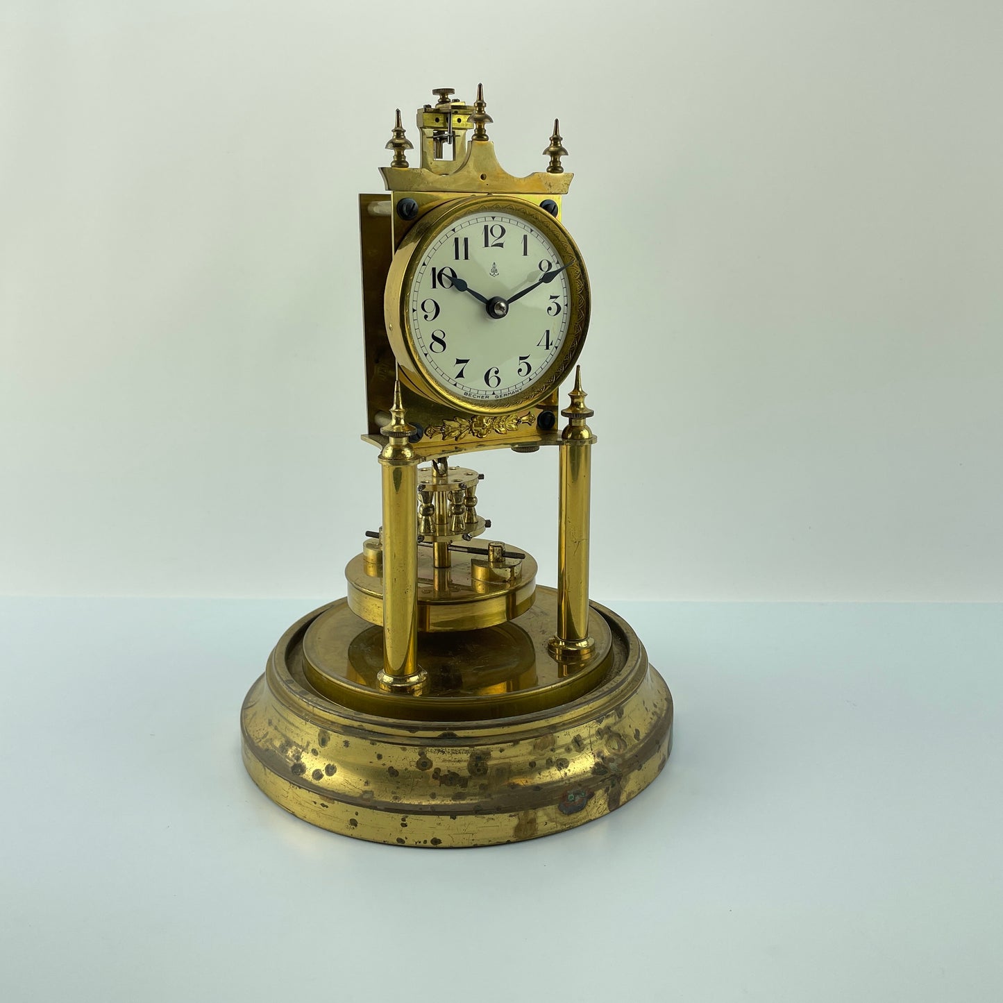 Lot 93- Gustav Becker 400-Day Clock Disk Pendulum