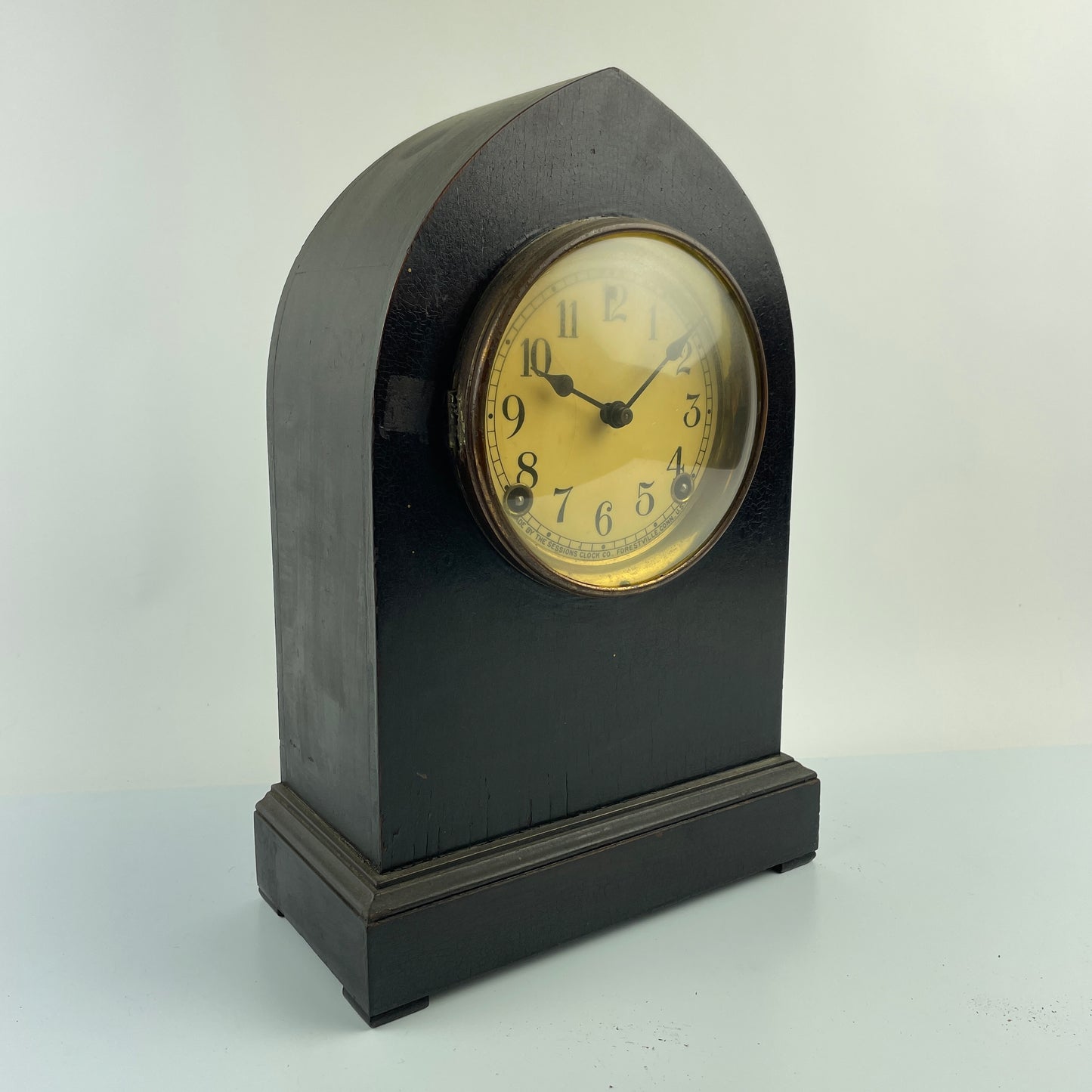 Lot 110- Sessions 8-day Time & Strike Gothic Mantle Clock