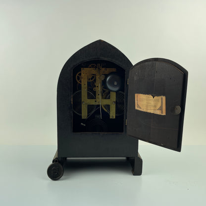 Lot 110- Sessions 8-day Time & Strike Gothic Mantle Clock