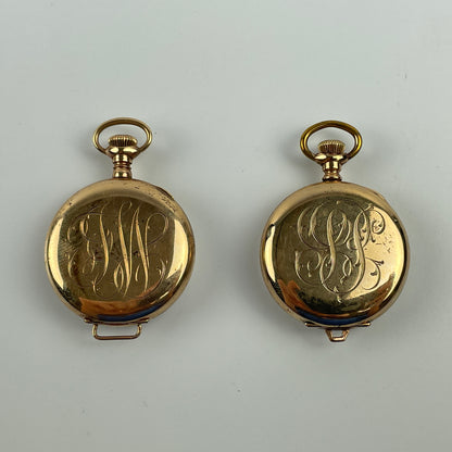 Lot 2- Elgin and Waltham YGF Ladies' Lapel Watches