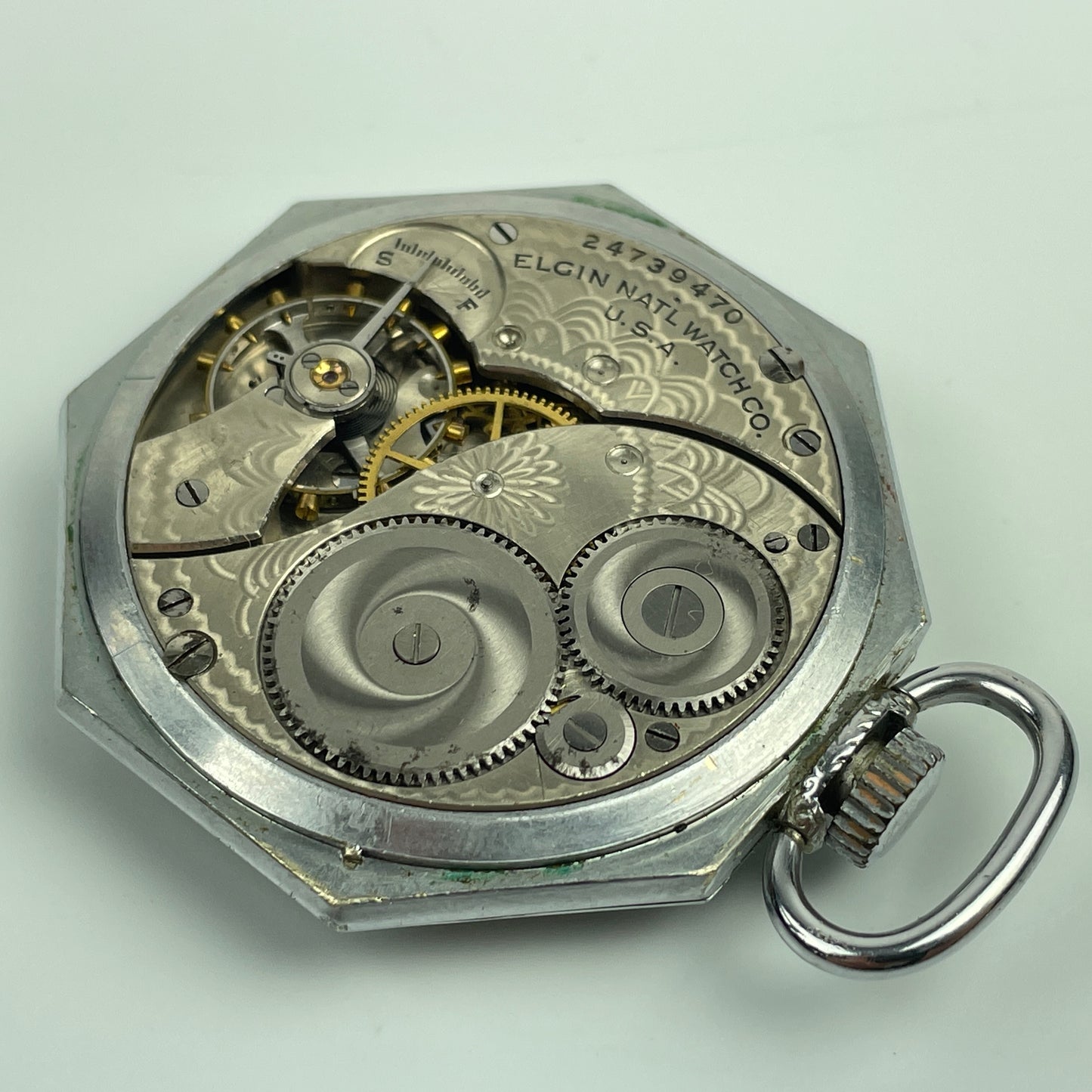 Lot 22- Elgin 12 Size 7 Jewel Octagon Pocket Watch