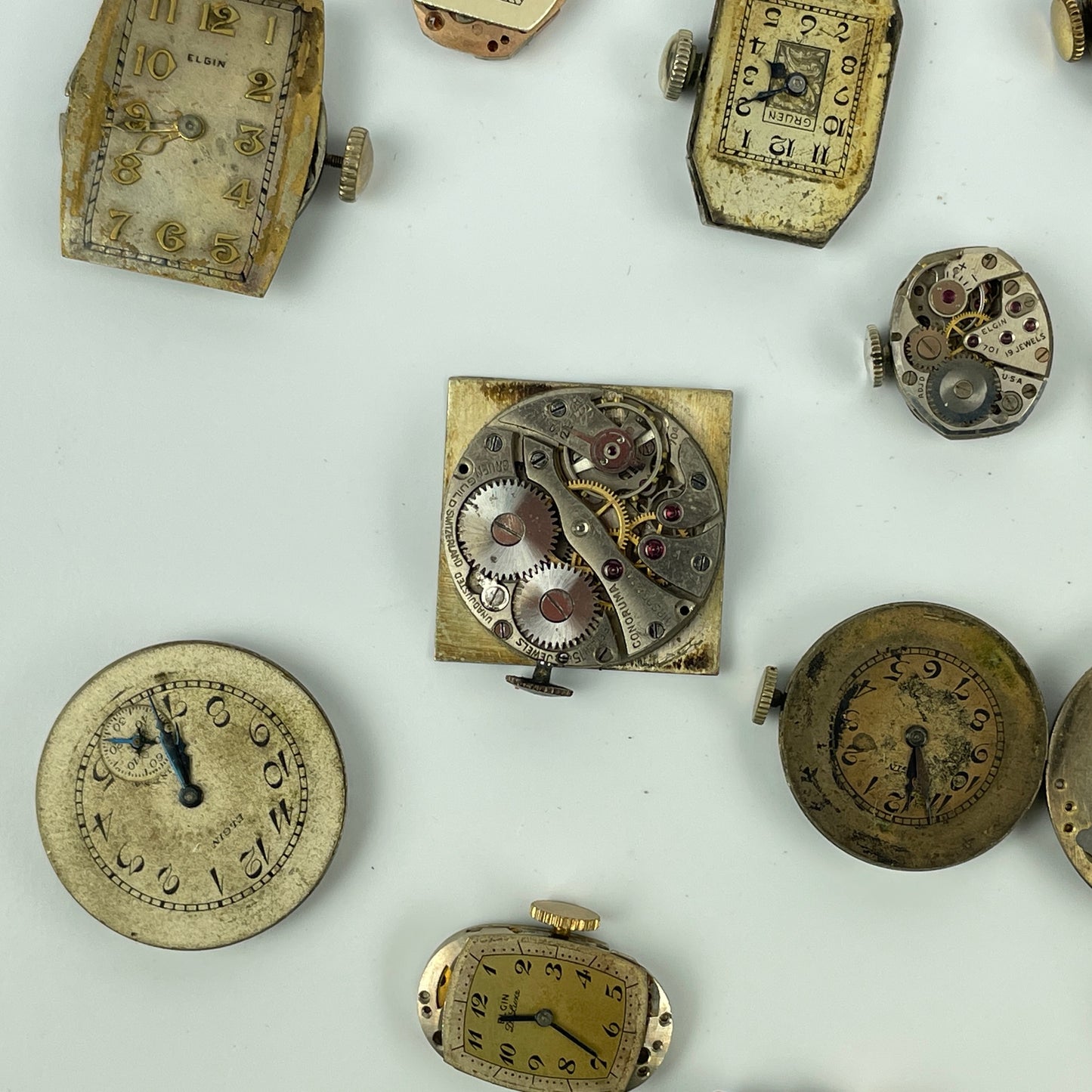 Lot 53- Elgin & Swiss Vintage Mechanical Wristwatch Movements