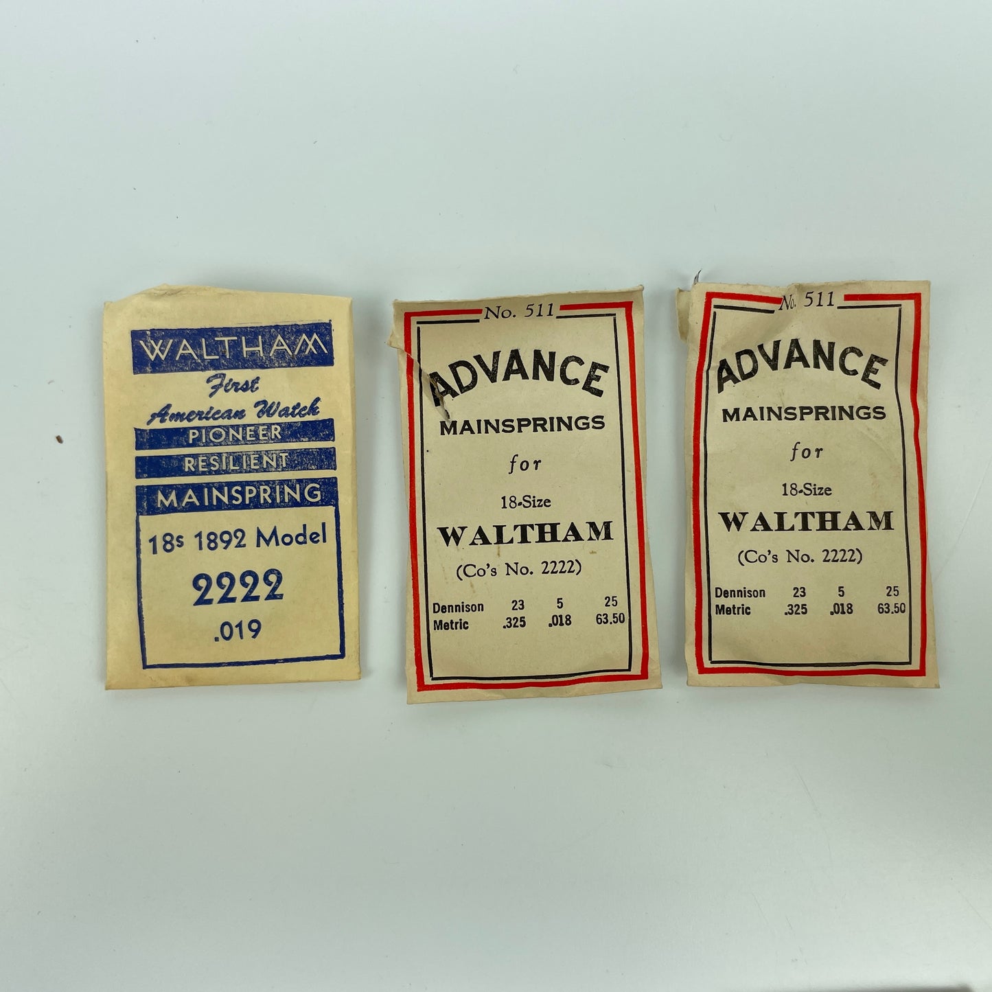 Lot 63- Waltham 18 Size #2222 NOS Model 1892 Blued Mainsprings