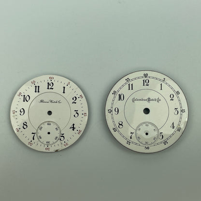 Lot 76- Illinois & Columbus Enamel Pocket Watch Dials