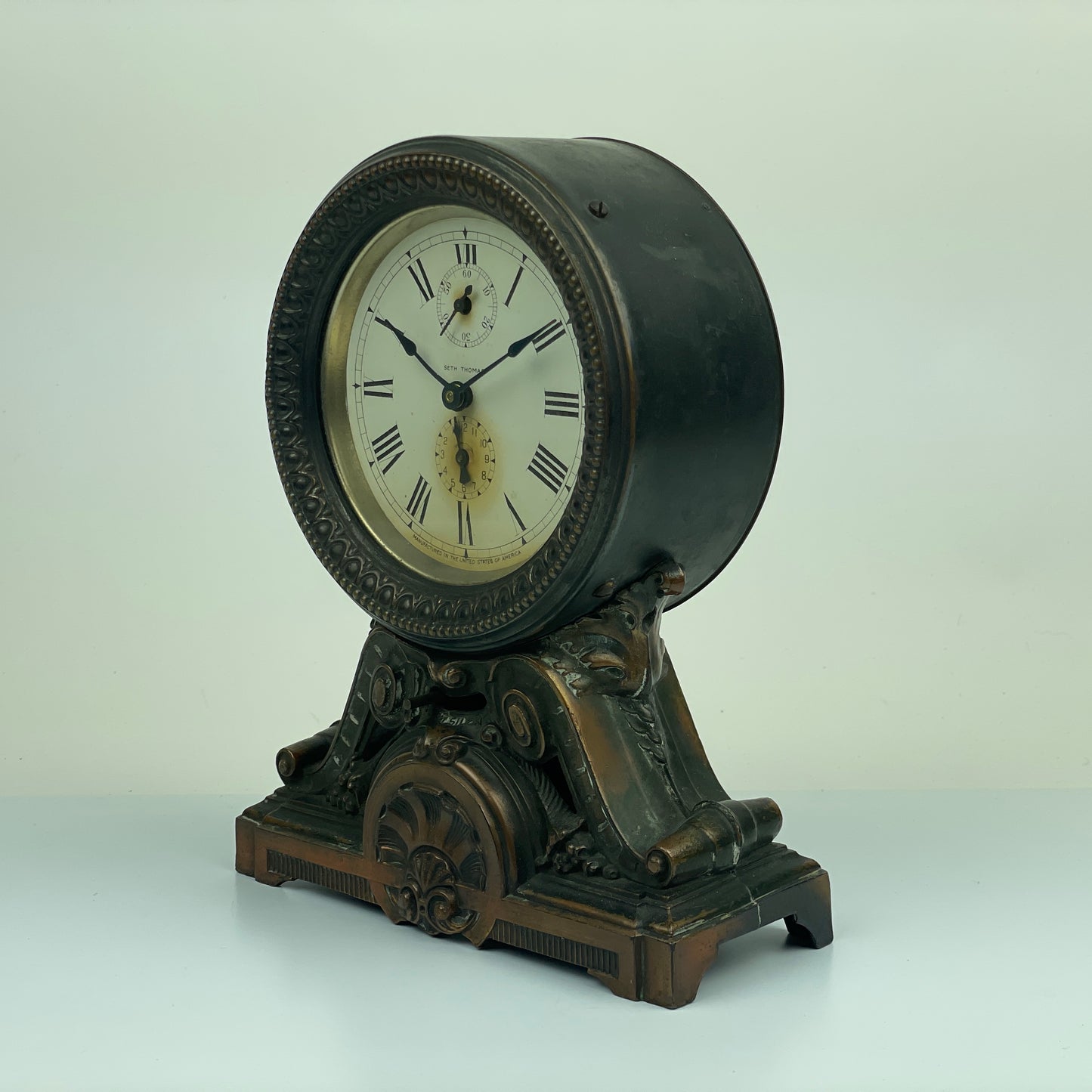 Lot 107- Seth Thomas Bronze Long Alarm Clocks