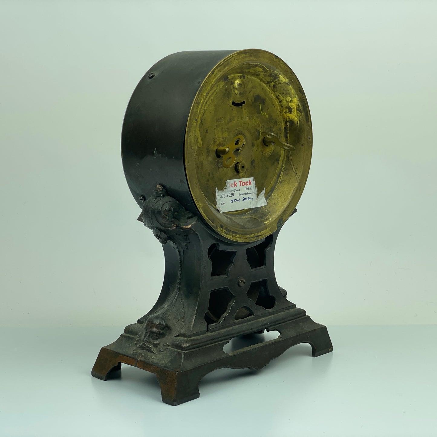 Lot 107- Seth Thomas Bronze Long Alarm Clocks