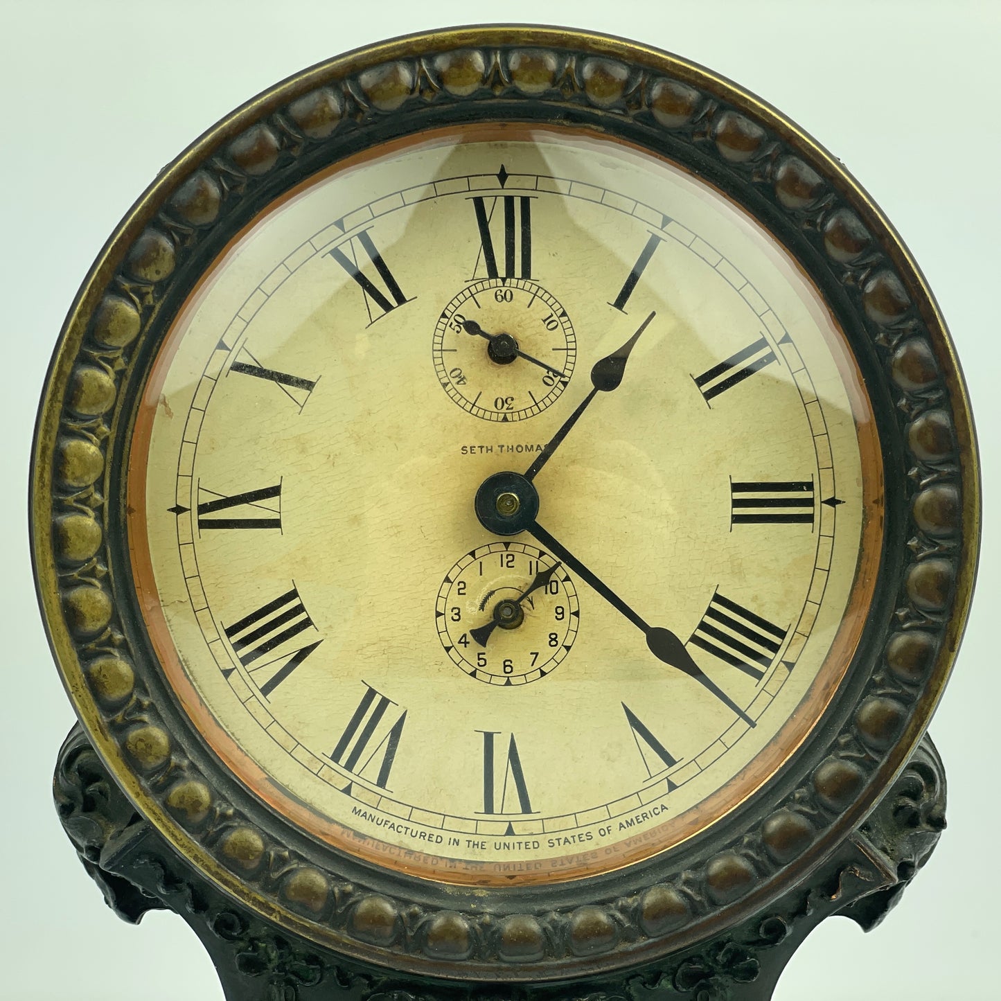 Lot 107- Seth Thomas Bronze Long Alarm Clocks