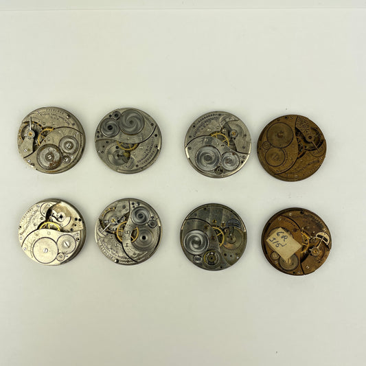 Lot 54- Elgin 12 Size Pocket Watch Movements (8)