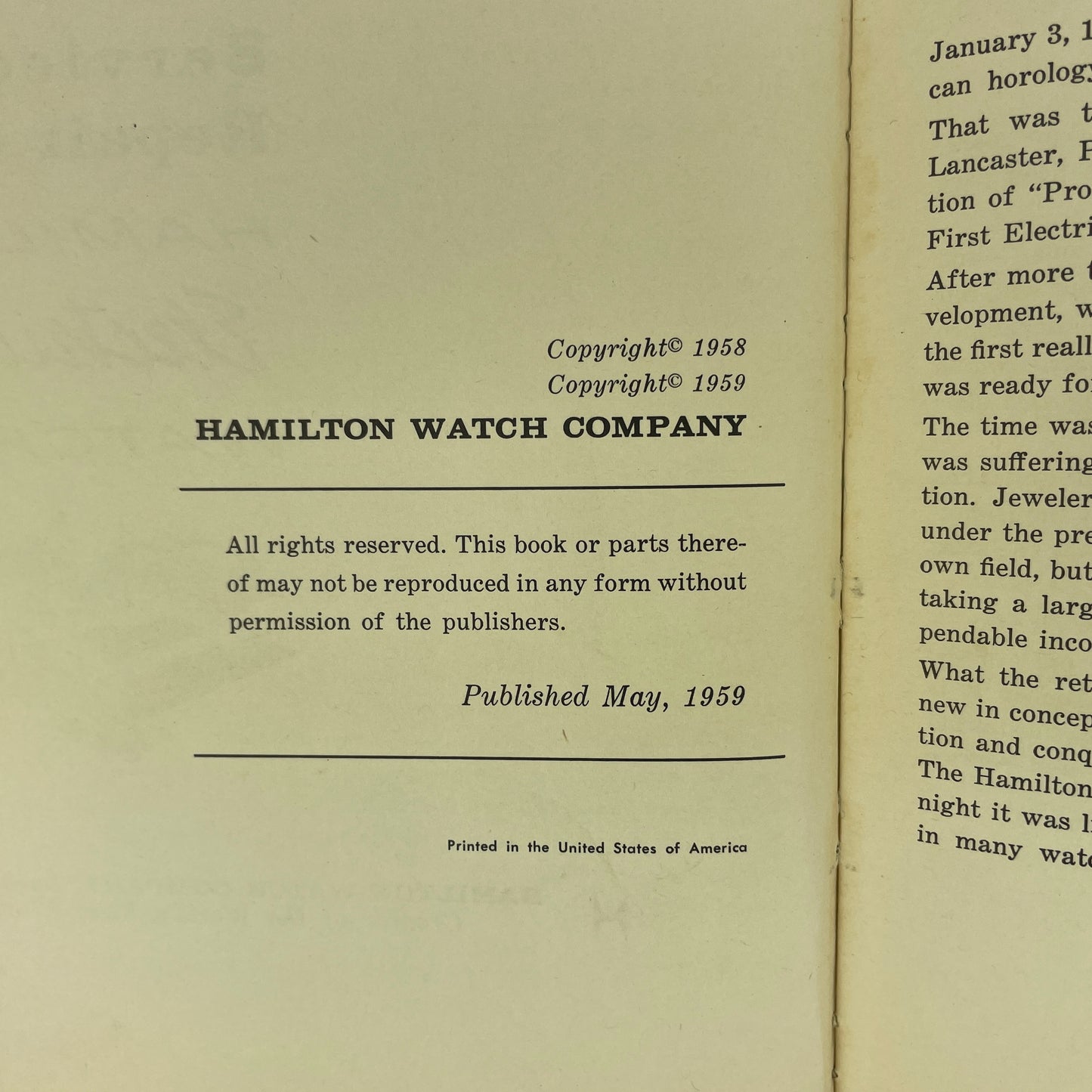 Lot 34- Service and Repair of the Hamilton Electric Watch