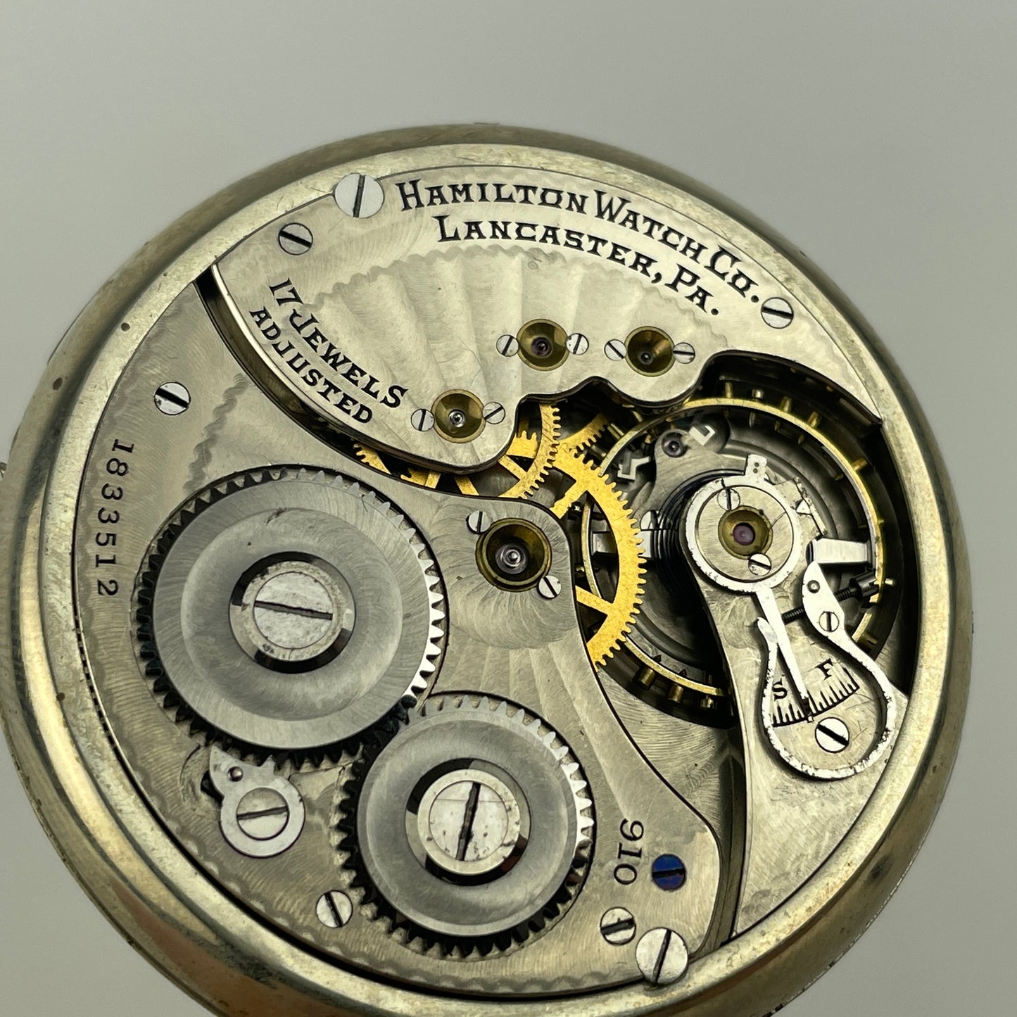 Lot 22- Hamilton | 12S | 910 | 17J | Pocket Watch Movement