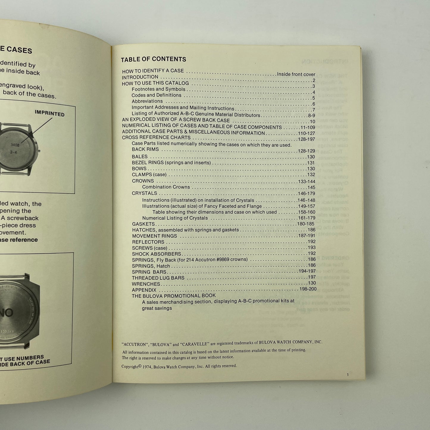 Oct Lot 80- Accutron Bulova Caravelle Case Parts Catalog