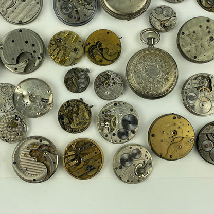 Oct Lot 38- American & Swiss Assortment Pocket Watch Movements