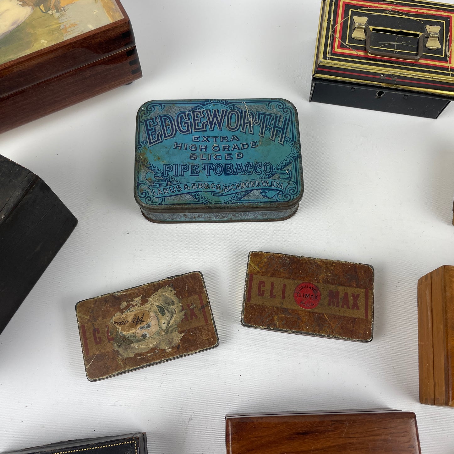 Oct Lot 43- Vintage Tin & Wood Containers
