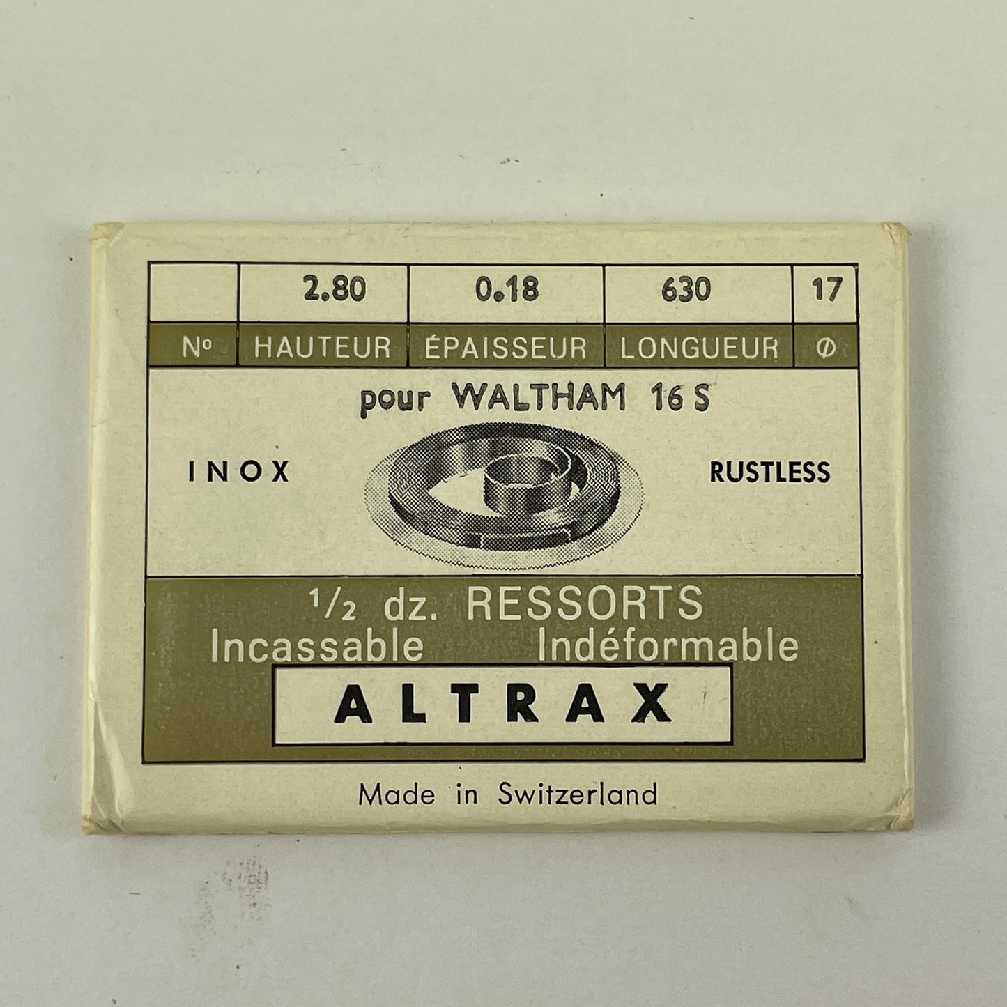 Jan Lot 28- Waltham 16 Size White Alloy Pocket Watch Mainsprings