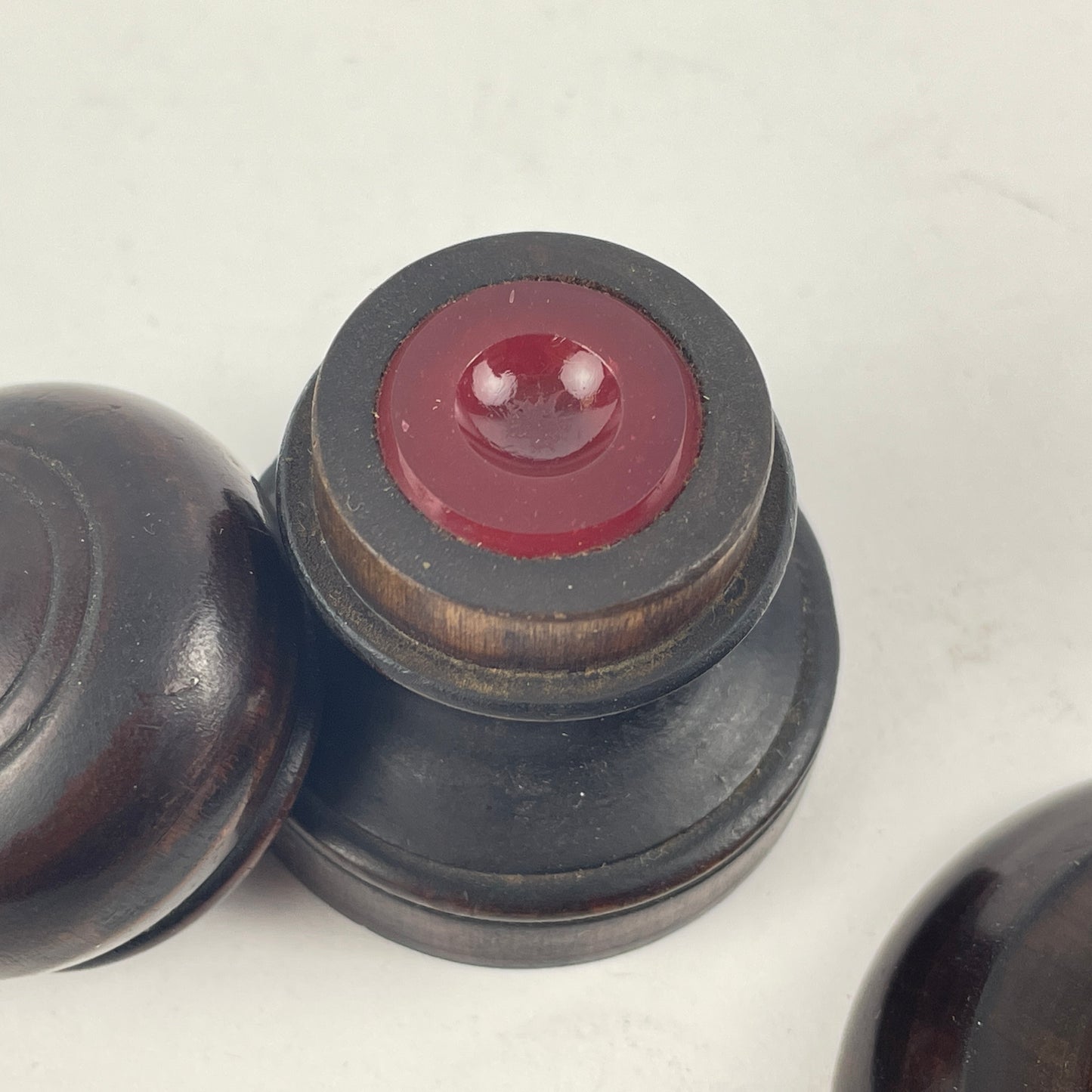 Jan Lot 120- Pair of Watchmaker’s Wood Stand Oil Cups w/ Agate Oil Cup