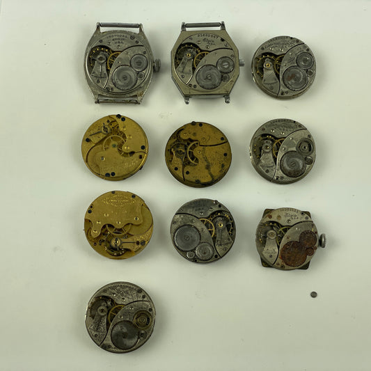Lot 92-  Waltham & Elgin 3/0 to 0 Size Movements