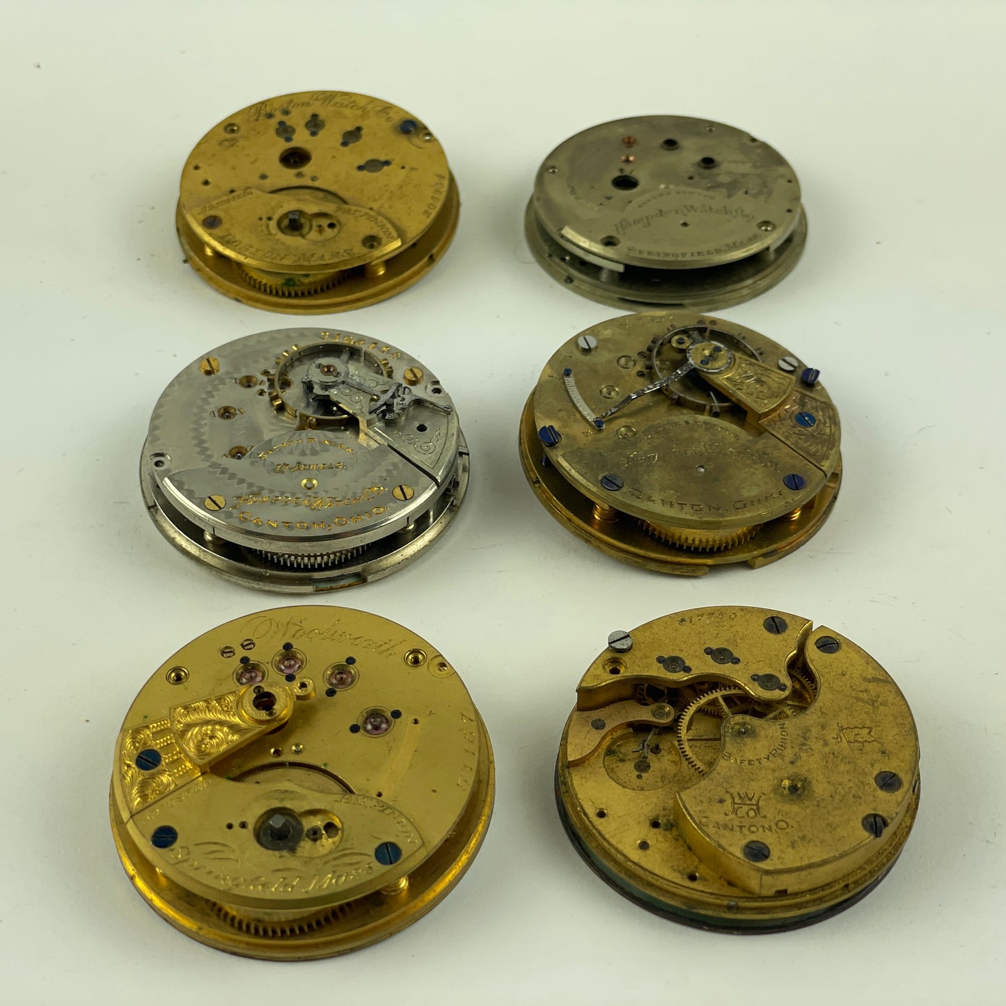 Lot 42- Hampden Assortment of Six 18 Size Pocket Watch Movements