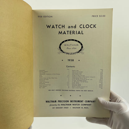 Lot 7- Waltham Watch and Clock Material 1958 Edition