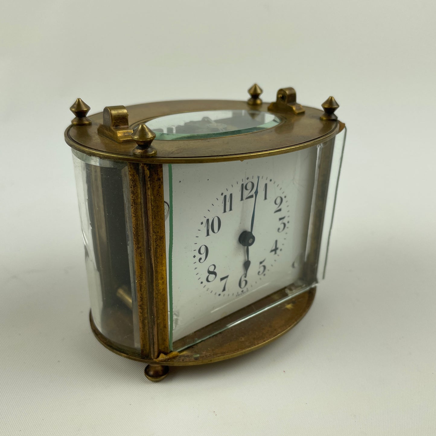Feb Lot 76- French Oval Time Only Brass Carriage Clock
