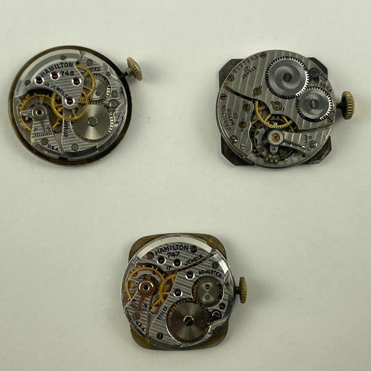 Feb Lot 102- Three Hamilton Men’s Vintage Mechanical Wristwatch Movements