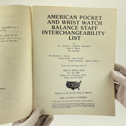 Feb Lot 130- American Pocket and Wristwatch Balance Staff Interchangeability List