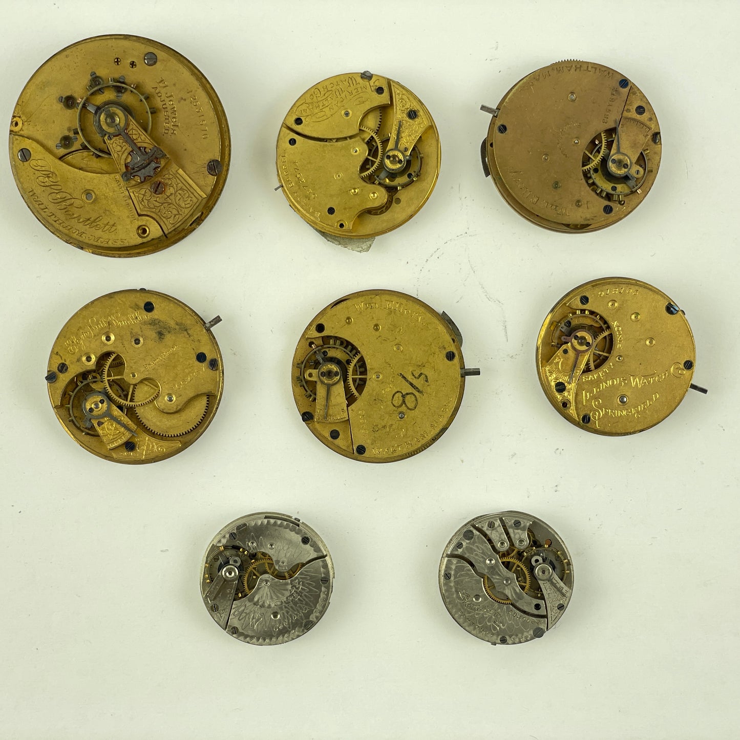 Lot 104- Elgin | Illinois | Hampden | Waltham Pocket Watch Movement Assortment