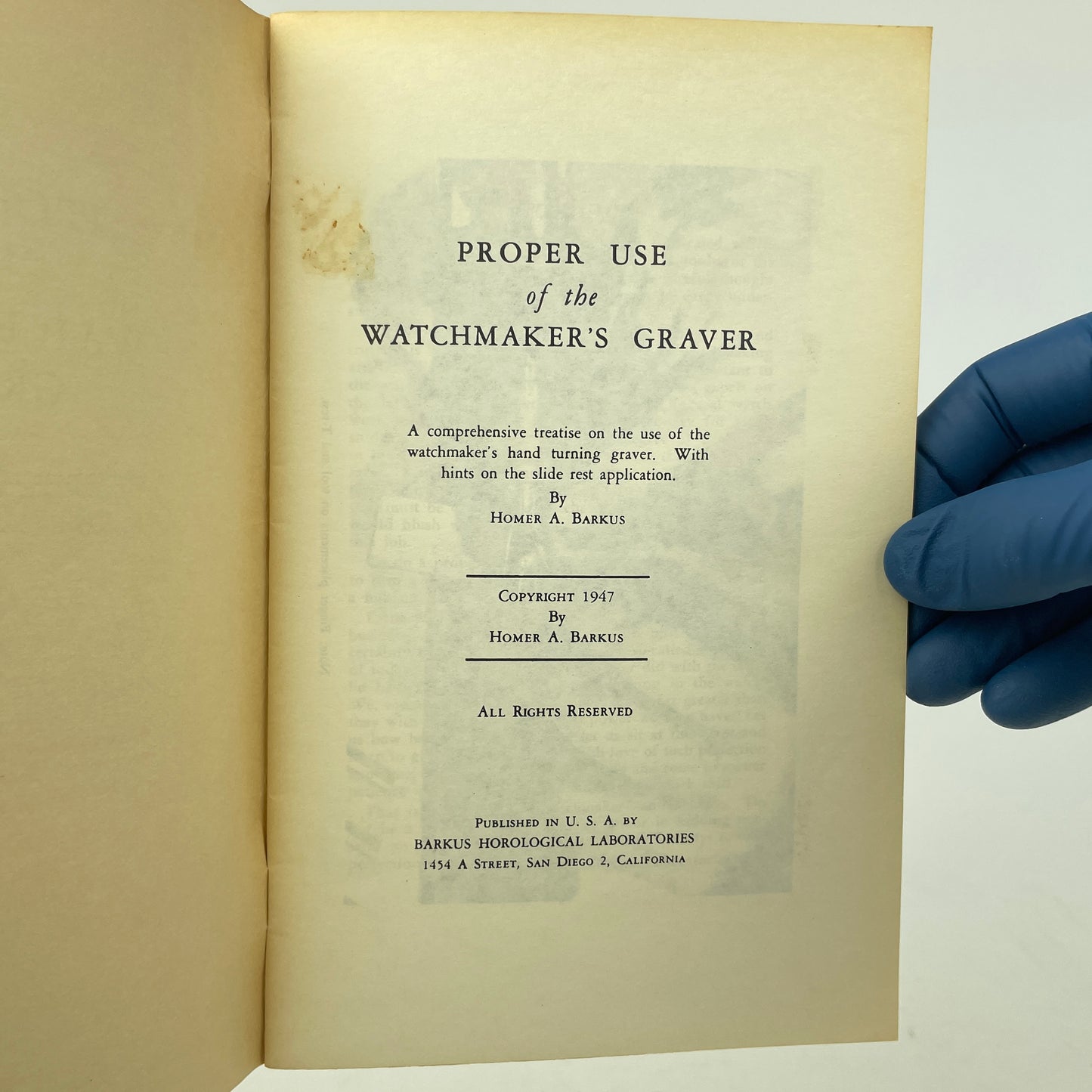 Mar Lot 52- Proper Use of the Watchmaker's Graver Manual