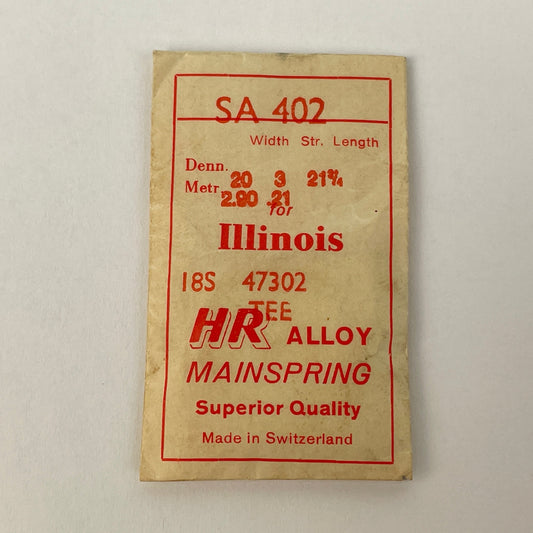 Illinois 18 Size Alloy Pocket Watch Mainspring #47302