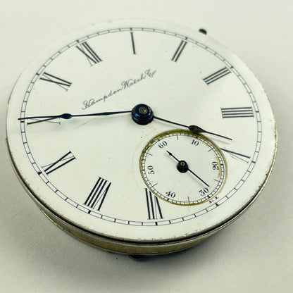 Lot 33- Hampden 18 Size Open Face Pocket Watch Movement