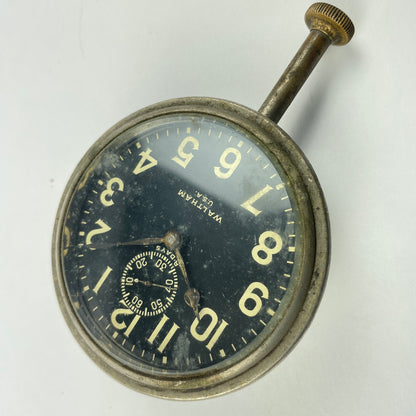 Lot 45- Waltham 8-Day Black Dial Early Automobile Clock