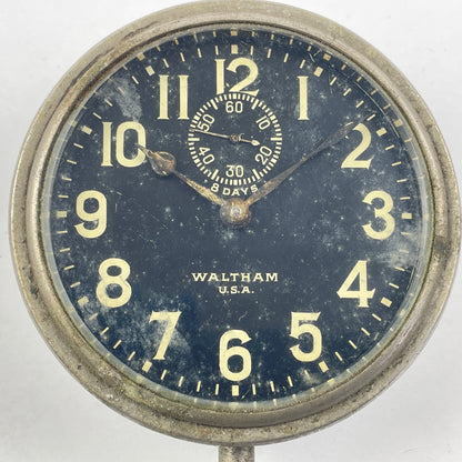 Lot 45- Waltham 8-Day Black Dial Early Automobile Clock